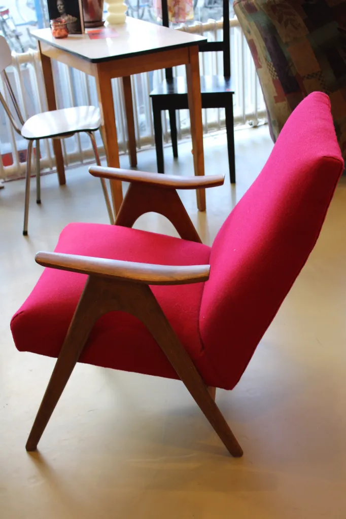 Jaren '50 Scandinavische fauteuil rood